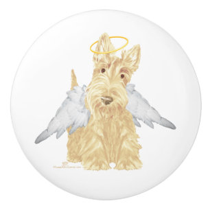 Pomo De Cerámica Angel Wheaten Scottish Terrier