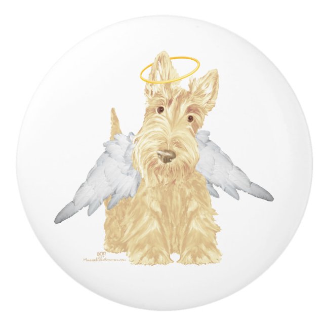 Pomo De Cerámica Angel Wheaten Scottish Terrier (Anverso)