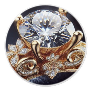 Pomo De Cerámica Anillo de Oro con Diamantes