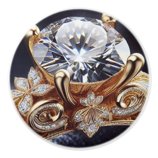 Pomo De Cerámica Anillo de Oro con Diamantes (Anverso)