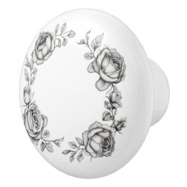 Pomo De Cerámica Anillo floral simple de rosas