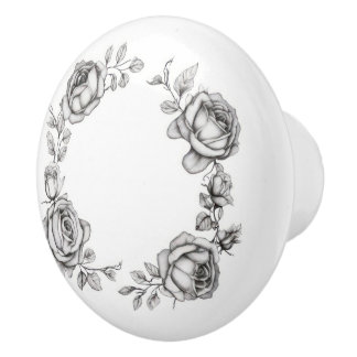 Pomo De Cerámica Anillo floral simple de rosas