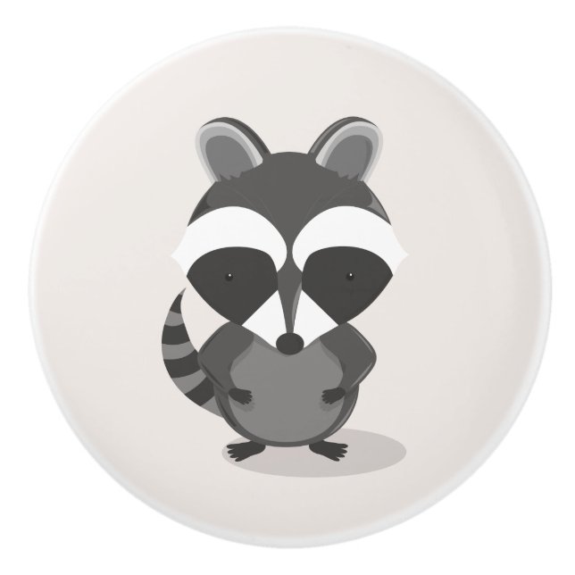 Pomo De Cerámica Animal Cute Raccoon Woodland (Anverso)