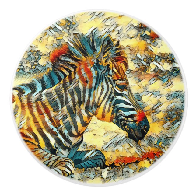 Pomo De Cerámica AnimalArt_Zebra_001 (Anverso)