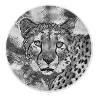 Pomo De Cerámica AnimalArtBW_Cheetah_002