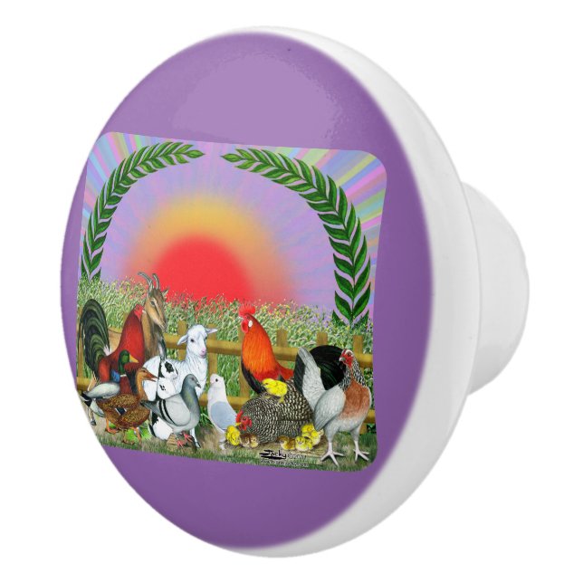 Pomo De Cerámica Animales de granja (Derecha)