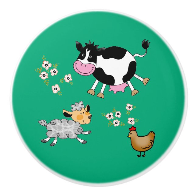 Pomo De Cerámica animales de granja (Anverso)