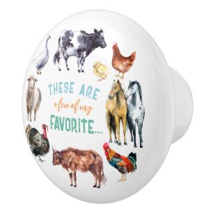 Pomo De Cerámica Animales de granja Estas son algunas de mis acuare