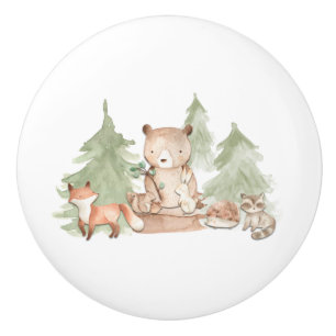 Pomo De Cerámica Animales del bosque de bosque de acuarela Dormitor
