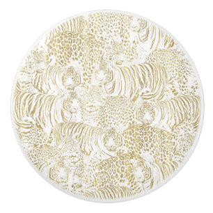 Pomo De Cerámica Animales del tigre leopardo dorado