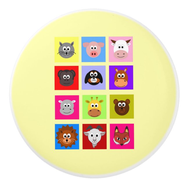 Pomo De Cerámica Animales divertidos (Anverso)