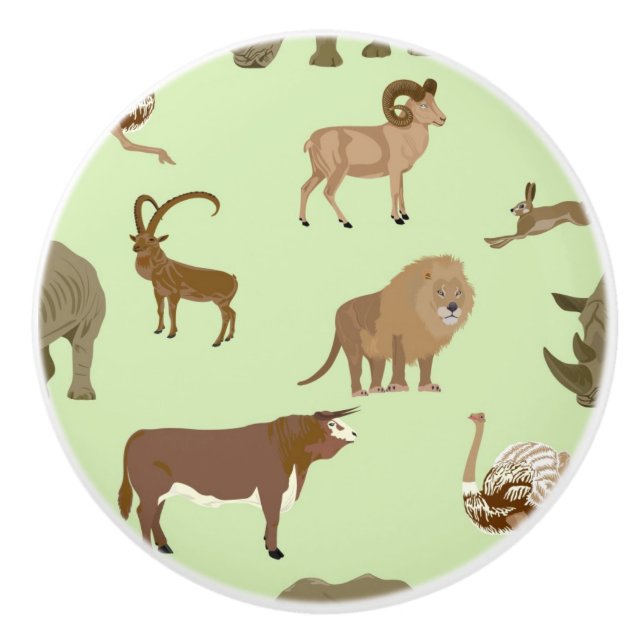 Pomo De Cerámica Animales salvajes (Anverso)