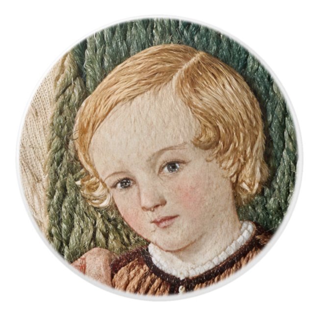 Pomo De Cerámica Antiguo sampler Niño de capitán de mar (Anverso)