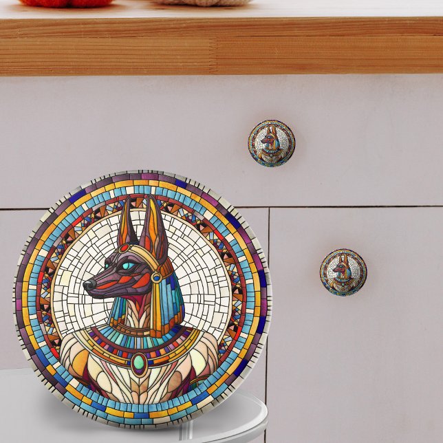 Pomo De Cerámica Anubis egipcio - Arte de mosaico (Subido por el creador)