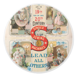 Pomo De Cerámica Anuncio de máquina de coser de cantante vintage