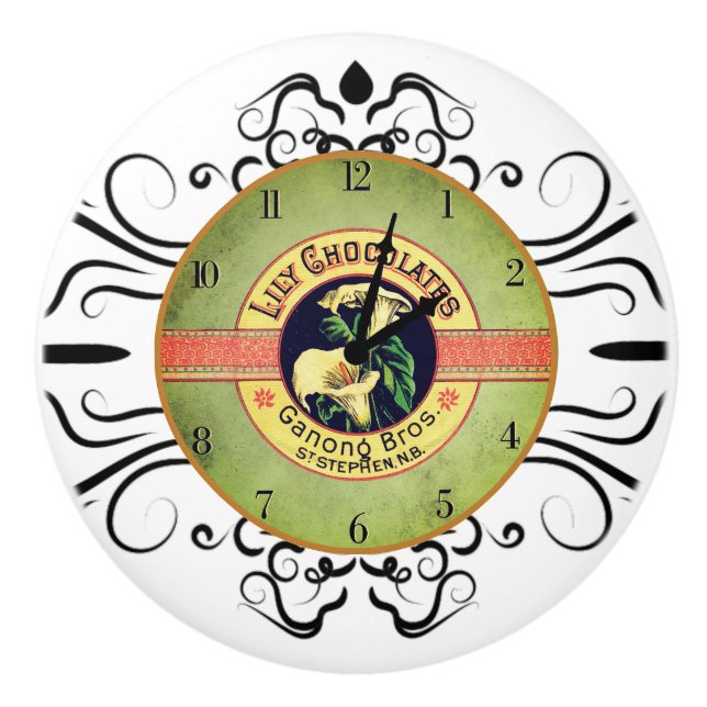 Pomo De Cerámica Anuncio de reloj Art Nouveau con chocolate (Anverso)