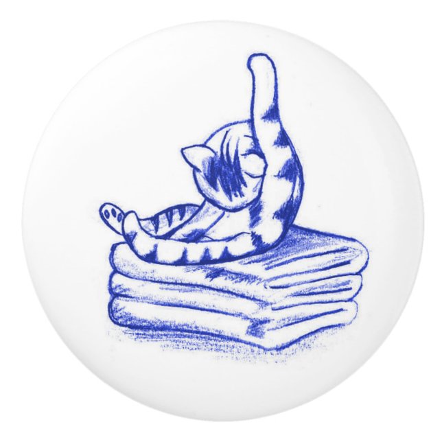 Pomo De Cerámica Aparición de tocador de gato gatito (Anverso)