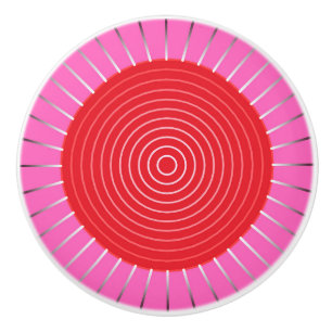 Pomo De Cerámica Aparición geométrica moderna - Fuchsia y rojo