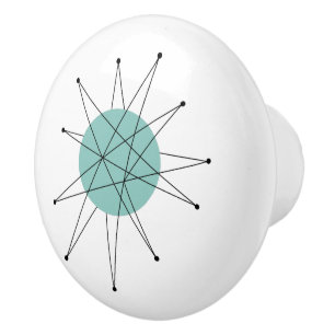 Pomo De Cerámica Aqua Blue Franciscan Starburst Mid Century Moderno