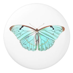 Pomo De Cerámica Aqua Butterfly