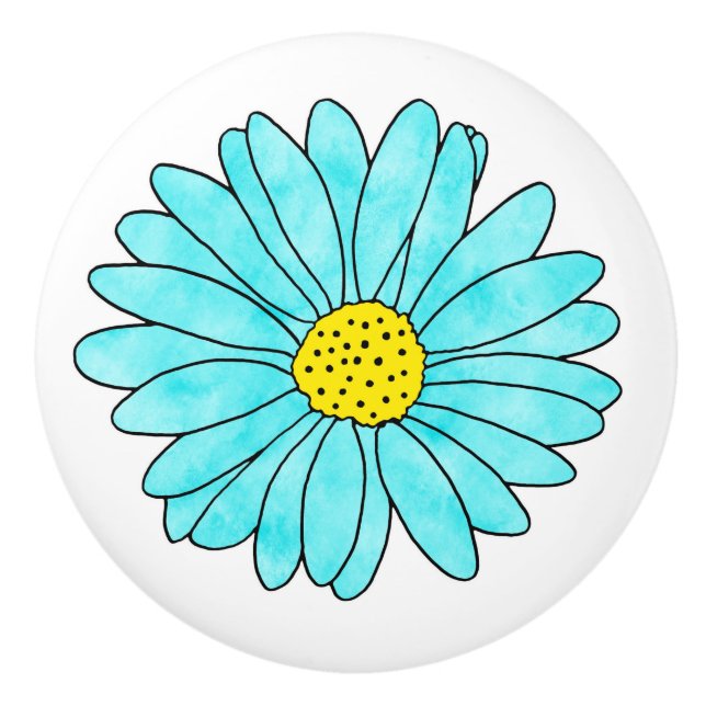 Pomo De Cerámica Aqua Daisy (Anverso)