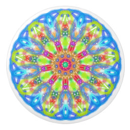 Pomo De Cerámica Aqua Lime Mandala Boho
