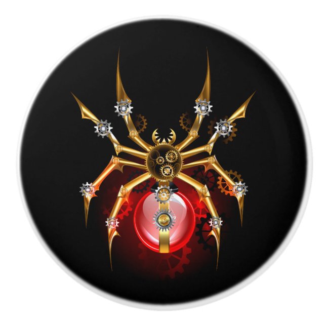 Pomo De Cerámica Araña de vapor sobre negro (Anverso)