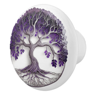 Pomo De Cerámica Árbol Ametista De La Vida Yggdrasil