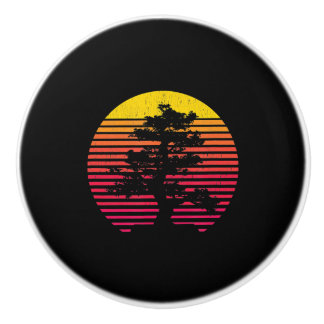 Pomo De Cerámica Arbol Bonsai Arbol Budista Japonés Zen Sunset