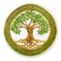 Árbol celta de vida con acentos verdes y dorados