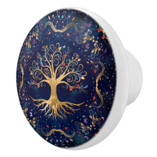 Pomo De Cerámica Árbol colorido de la vida - Yggdrasil