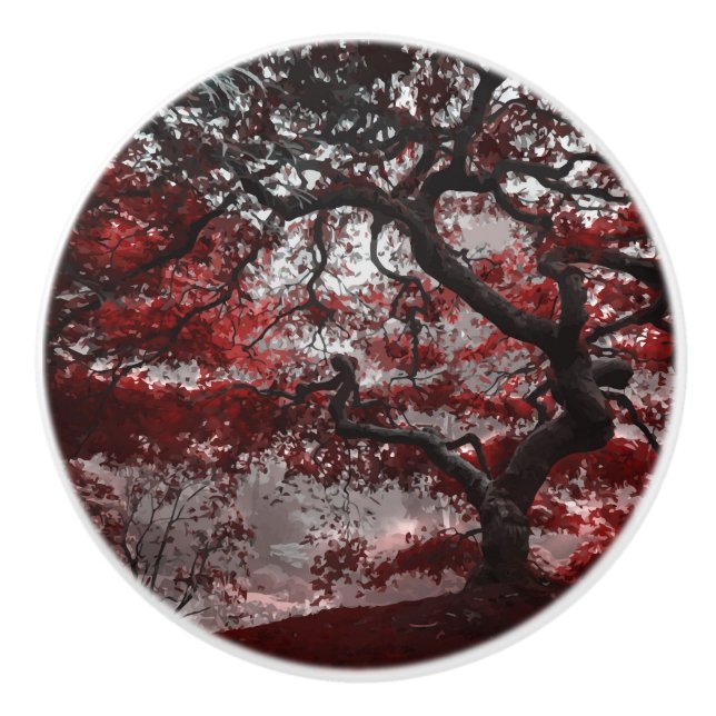 Pomo De Cerámica Árbol de cerezo rojo (Anverso)