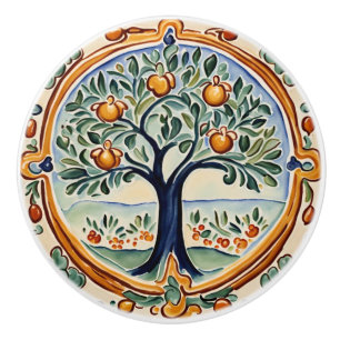 Pomo De Cerámica Árbol de frutas Mediterráneo Arte popular rural it