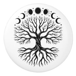 Pomo De Cerámica Árbol de la Vida y Ciclos Lunares