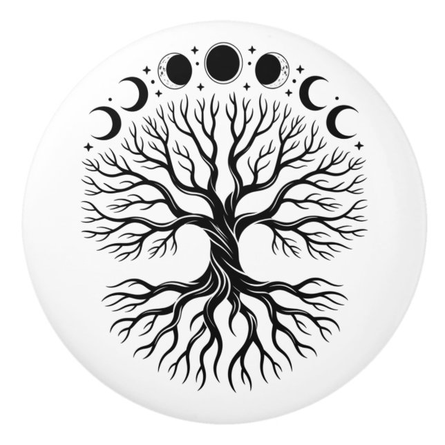 Pomo De Cerámica Árbol de la Vida y Ciclos Lunares (Anverso)