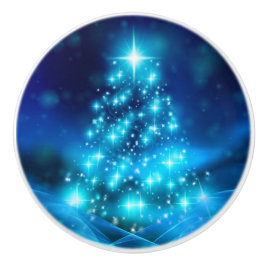 Pomo De Cerámica Árbol de Navidad azul Guay con luces resplandecien