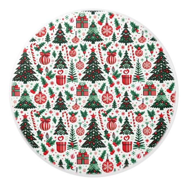 Pomo De Cerámica Árbol de Navidad, regalos, caramelos (Anverso)