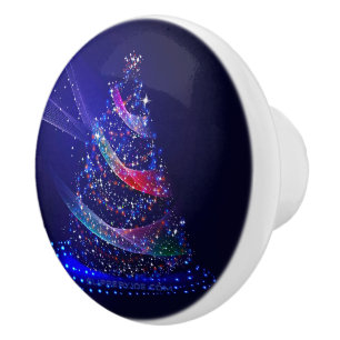 Pomo De Cerámica árbol de Navidad SlipperyJoe digital rojo translúc