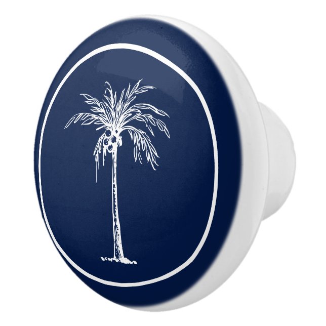 Pomo De Cerámica Árbol de palma blanca tropical personalizado (Derecha)