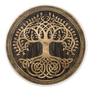 Pomo De Cerámica Árbol de vida - Yggdrasil - Corteza de madera y o