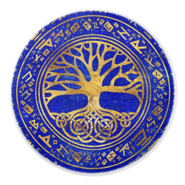Pomo De Cerámica Árbol de vida - Yggdrasil - Lapis Lazuli (Anverso)
