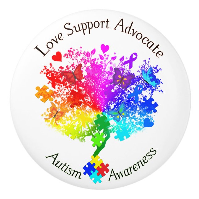 Pomo De Cerámica Árbol del espectro autista (Anverso)