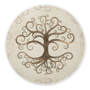 Pomo De Cerámica Árbol del oro en colores pastel de la vida en lon