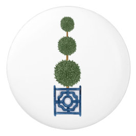 Pomo De Cerámica Árbol topiario triple chinoiserie