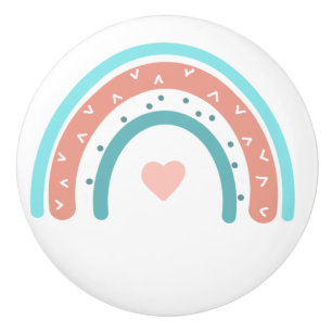 Pomo De Cerámica Arcoiris rosa y Verde azulado