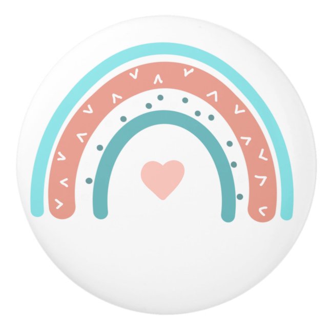 Pomo De Cerámica Arcoiris rosa y Verde azulado (Anverso)