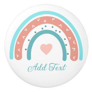 Pomo De Cerámica Arcoiris rosa y Verde azulado