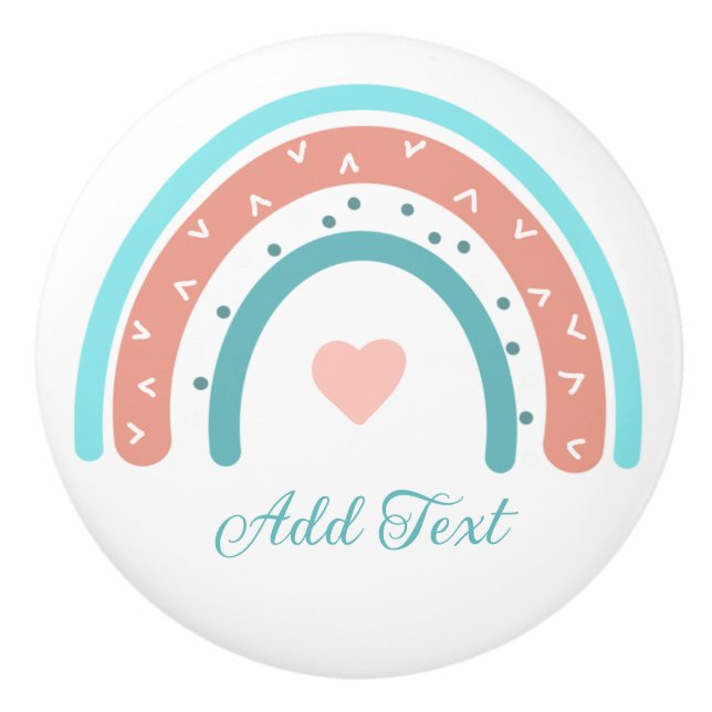 Pomo De Cerámica Arcoiris rosa y Verde azulado (Anverso)