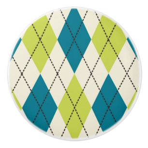 Pomo De Cerámica Argyle Azul Y Verde
