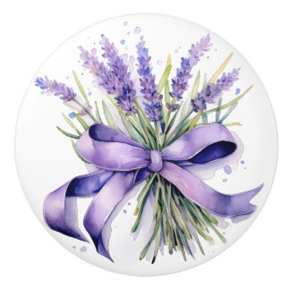 Pomo De Cerámica Armario Floral Rústico Ramo de Lavanda Casa de Cam